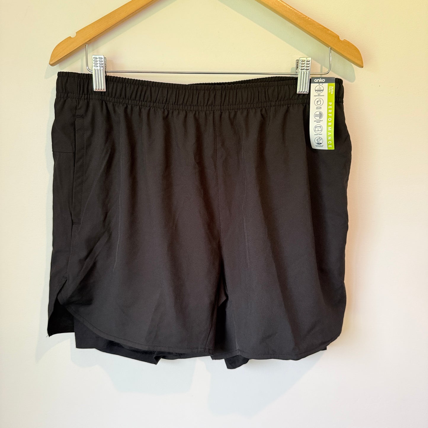 Anko Active Mens Dual Shorts Black Size M