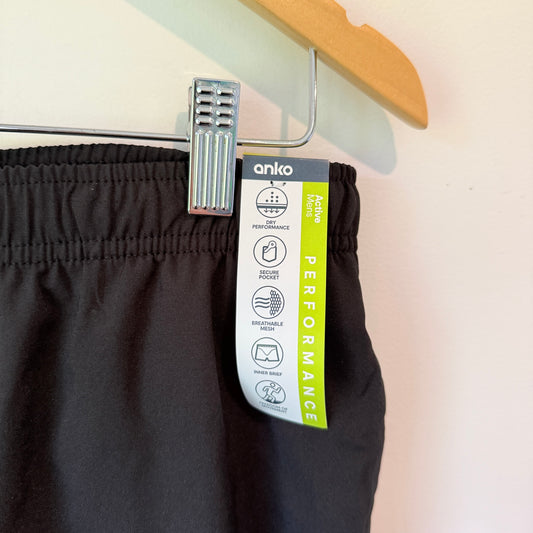 Anko Active Mens Dual Shorts Black Size M