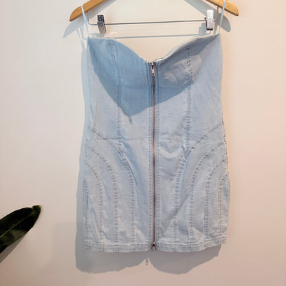 Glassons Light Blue Denim Strapless Dress – Size 10
