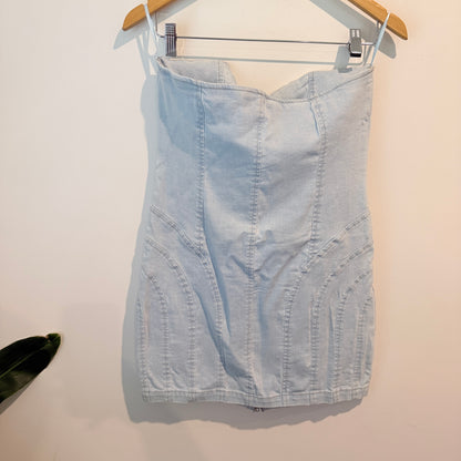 Glassons Light Blue Denim Strapless Dress – Size 10