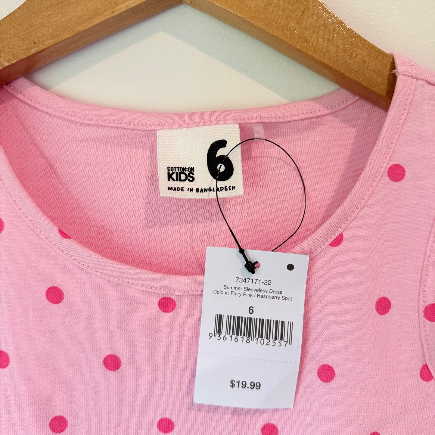 Cotton On Kids Summer Sleeveless Dress Pink Polka Dot Size 6