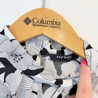 Orsay Size 36 Black & White Floral Print Sleeveless Blouse