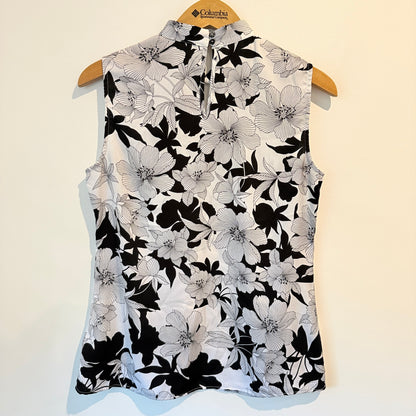Orsay Size 36 Black & White Floral Print Sleeveless Blouse