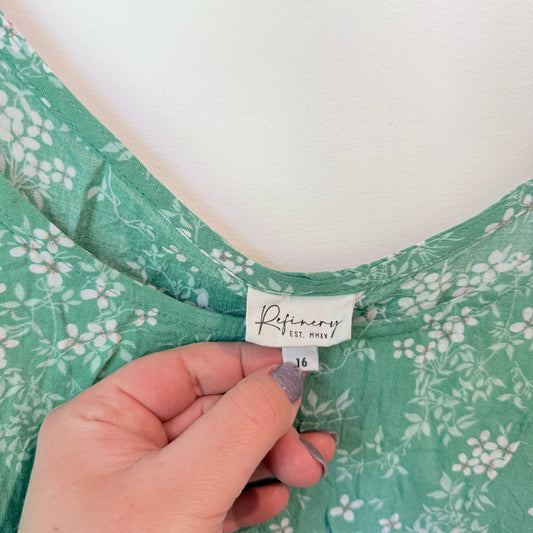 Refinery Size 16 Aqua Green Rayon Top