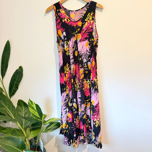 Floral Size S Maxi Dress in Black/Multi