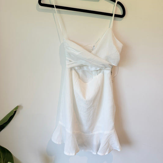 Hello Molly White Cut Out Mini Dress Size 8 (Needs minor repair)