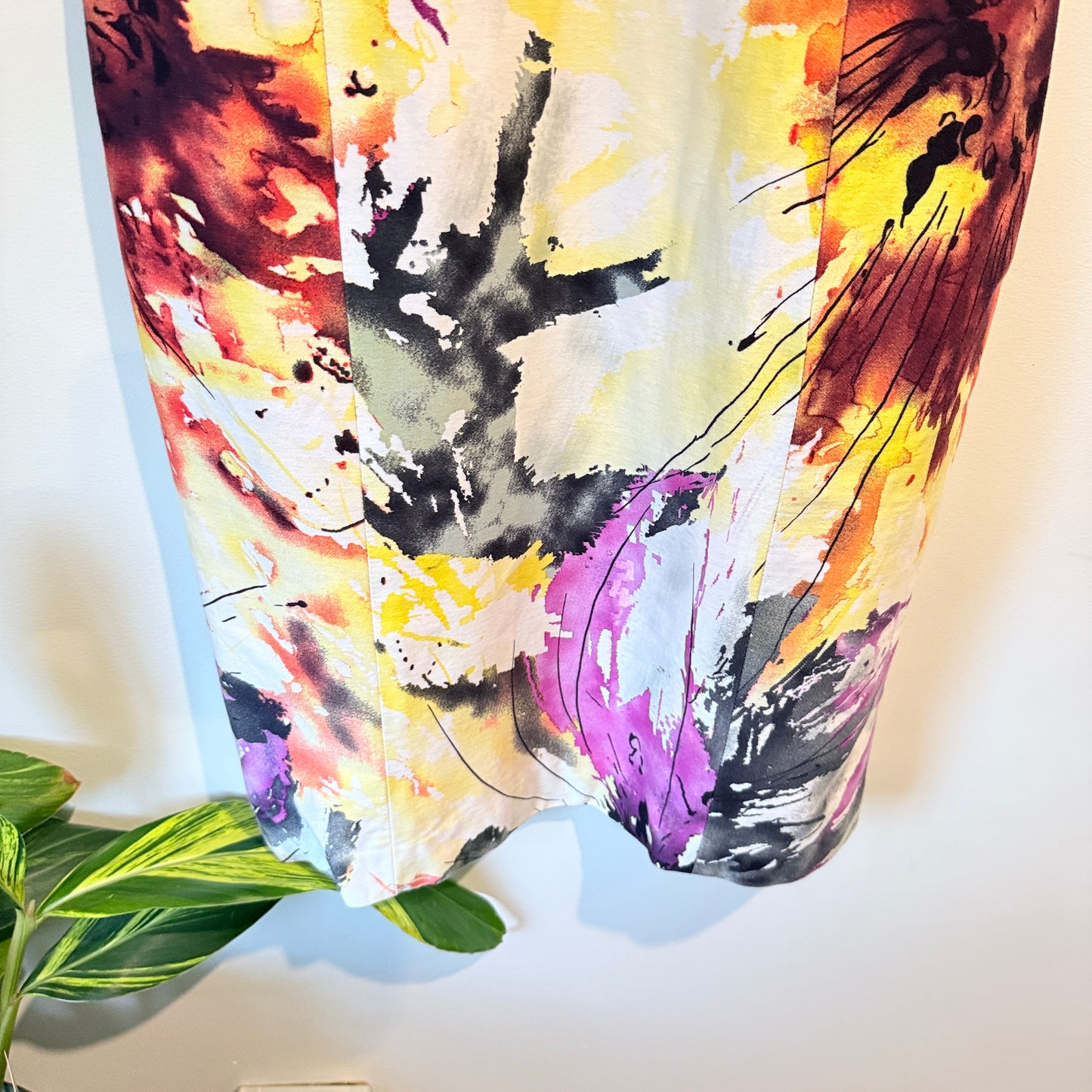 V-Neck Mini Dress in Abstract Multi-Colour Print - 44cm U/Arm