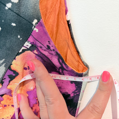 V-Neck Mini Dress in Abstract Multi-Colour Print - 44cm U/Arm