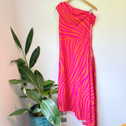 Shein Size XL Pink and Orange Patterned Midi Dress