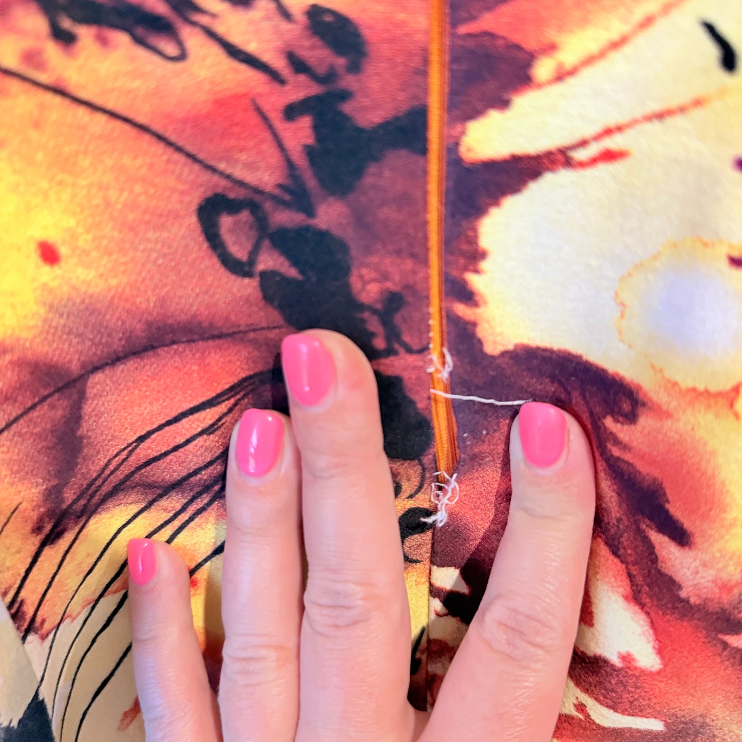 V-Neck Mini Dress in Abstract Multi-Colour Print - 44cm U/Arm