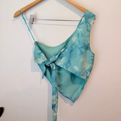 Glassons Blue Asymmetrical Tie-Drape Top – Size 10
