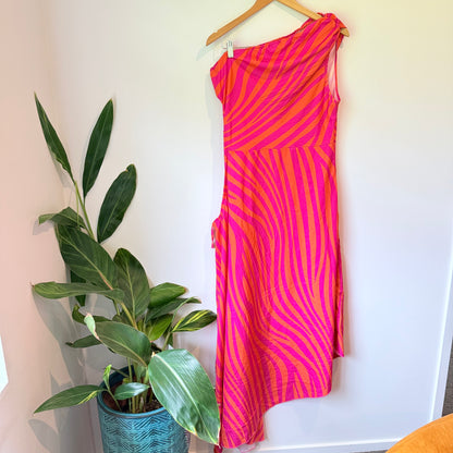 Shein Size XL Pink and Orange Patterned Midi Dress