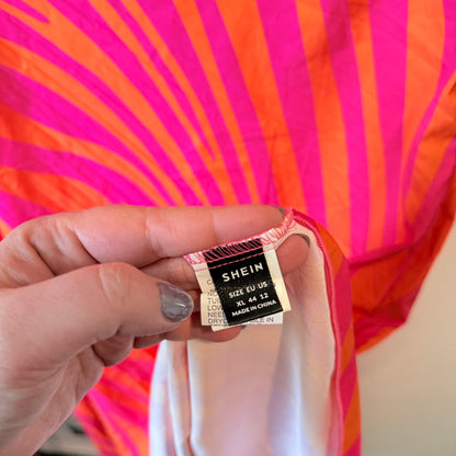 Shein Size XL Pink and Orange Patterned Midi Dress