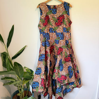 KA&KA Vibrant African Print High-Low Dress - Size XL