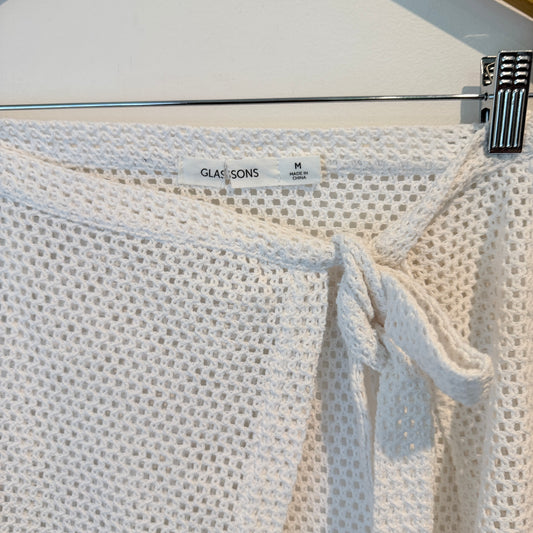 Glassons White Mesh Tie-Waist Beach Wrap – Size M