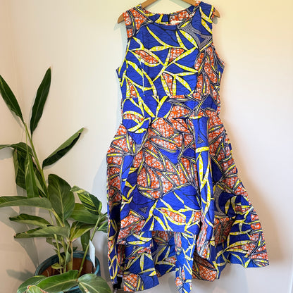 KA&KA Blue & Orange African Print High-Low Dress - Size XXL