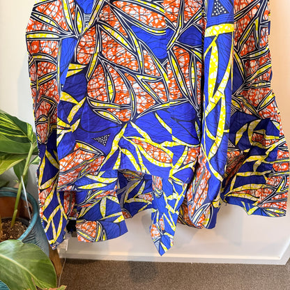 KA&KA Blue & Orange African Print High-Low Dress - Size XXL