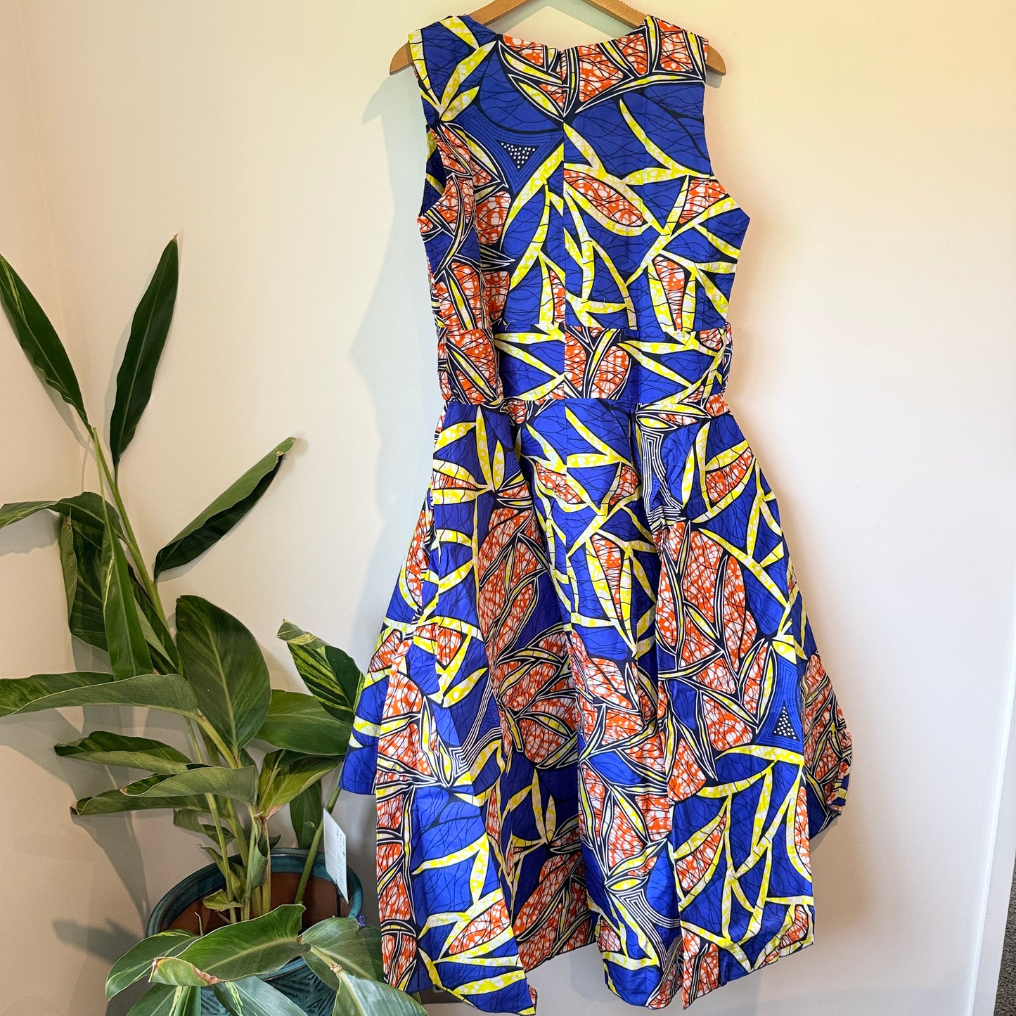 KA&KA Blue & Orange African Print High-Low Dress - Size XXL