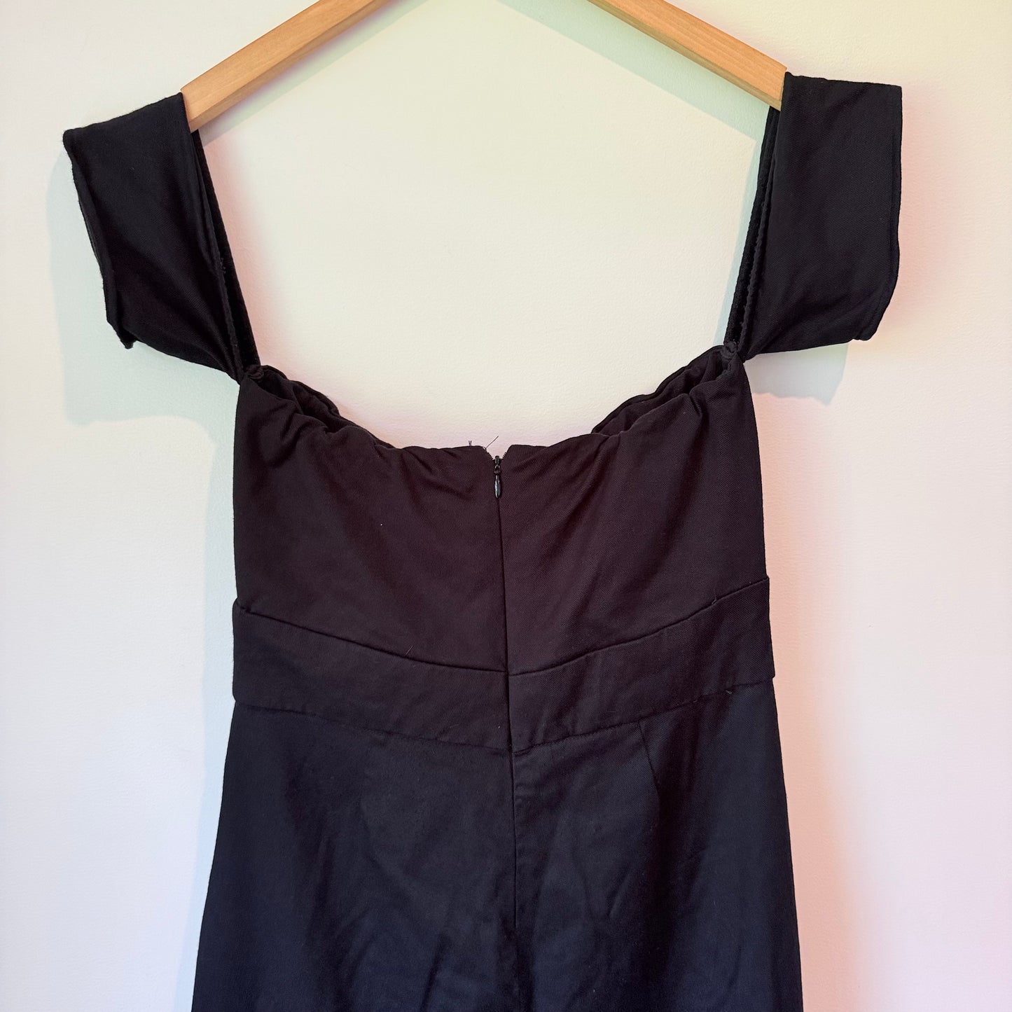Reformation Size 12 Black Off-Shoulder Wide-Leg Jumpsuit
