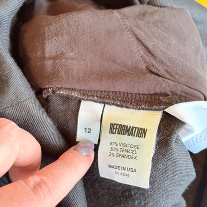 Reformation Size 12 Black Off-Shoulder Wide-Leg Jumpsuit