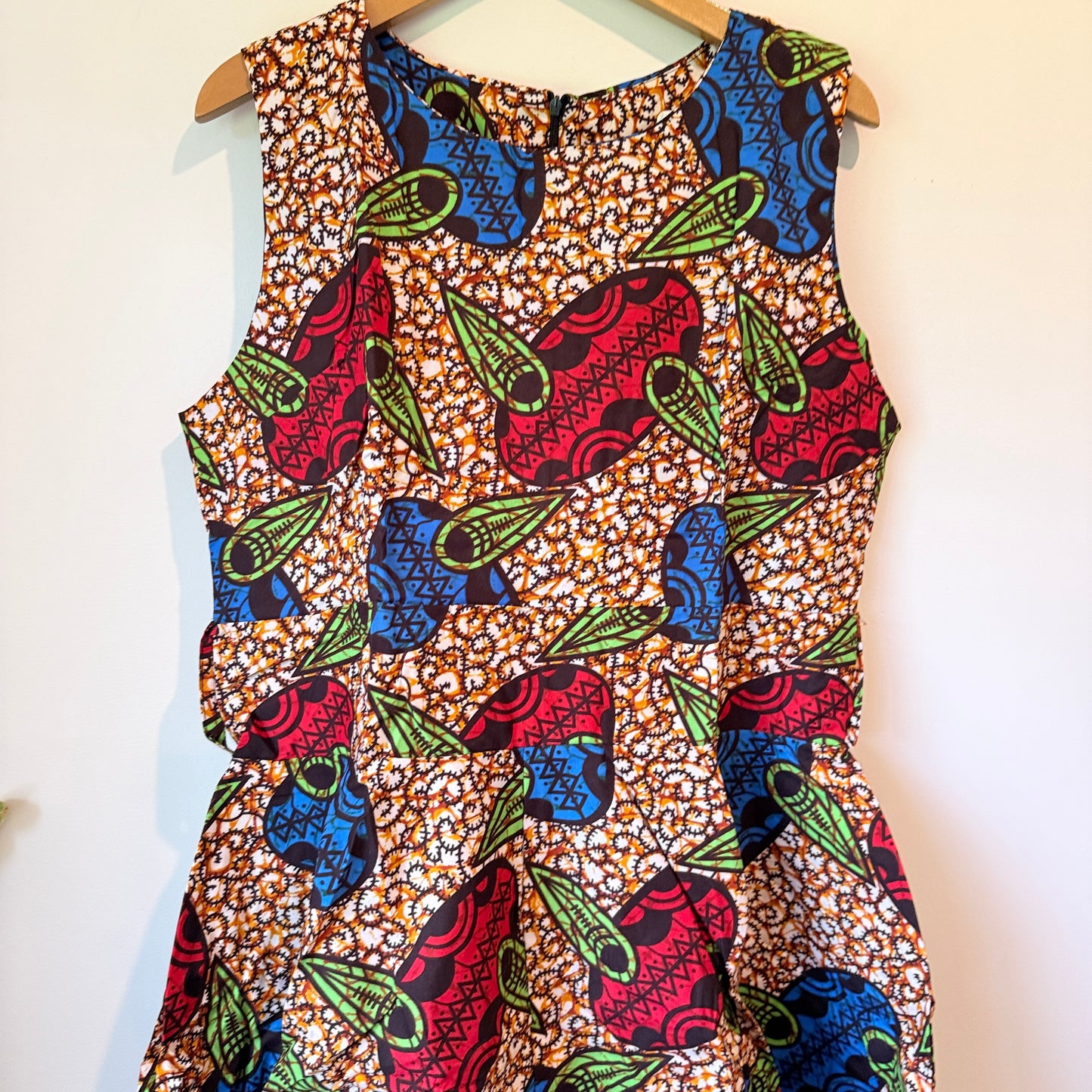 KA&KA Red & Blue African Print High-Low Dress - Size XXL