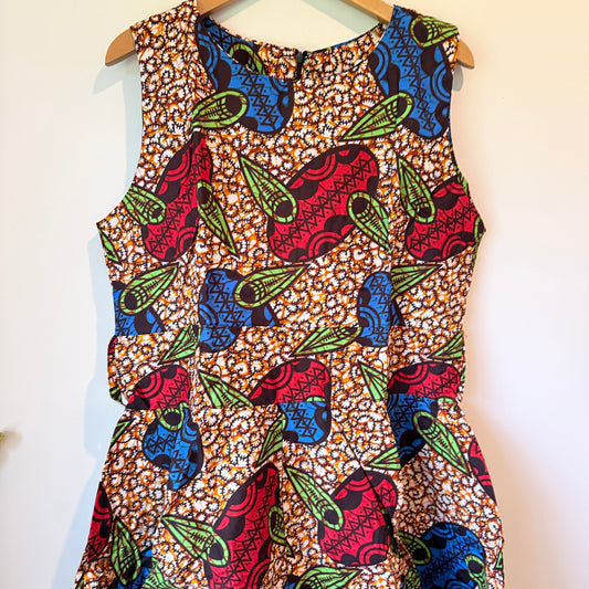 KA&KA Red & Blue African Print High-Low Dress - Size XXL