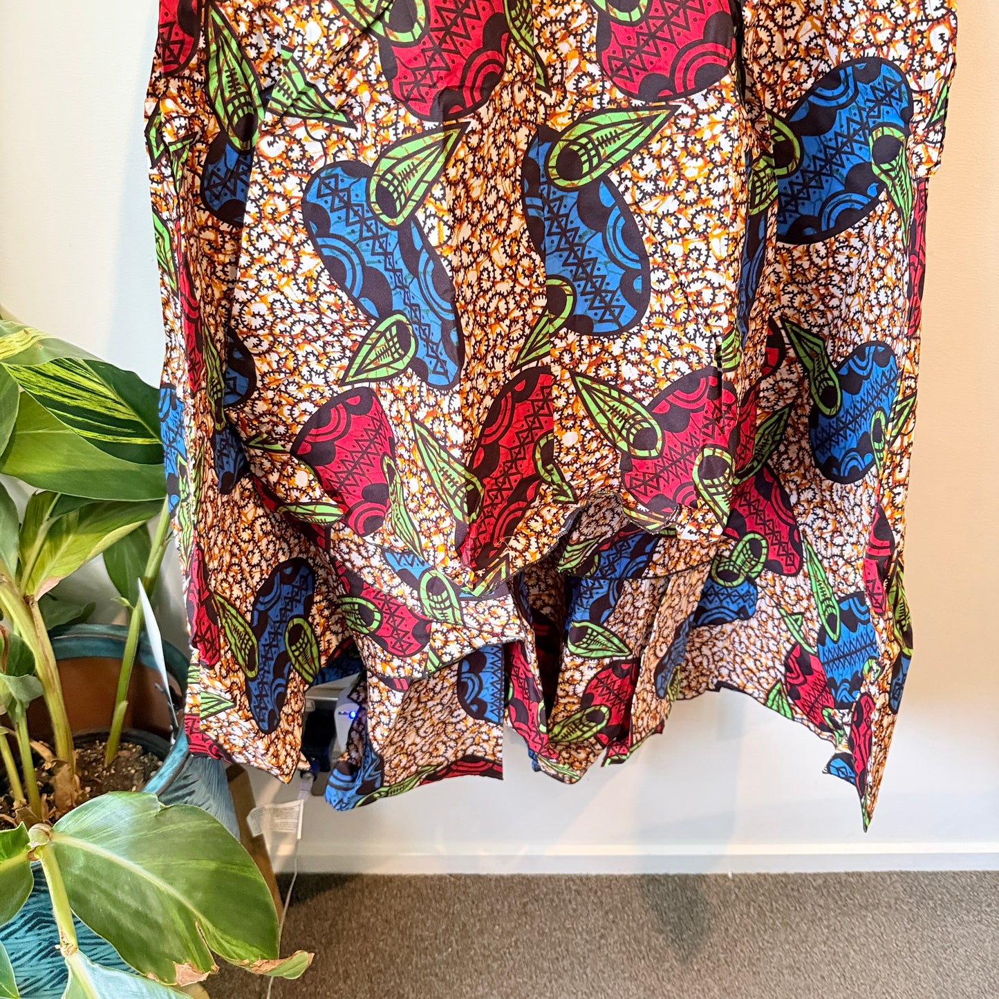 KA&KA Red & Blue African Print High-Low Dress - Size XXL