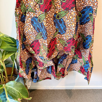 KA&KA Red & Blue African Print High-Low Dress - Size XXL