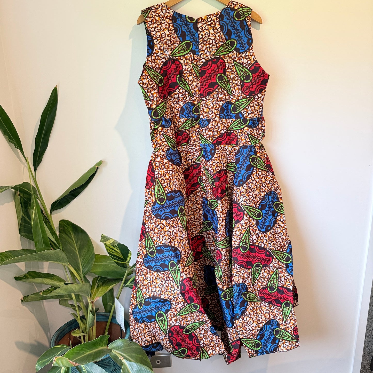 KA&KA Red & Blue African Print High-Low Dress - Size XXL