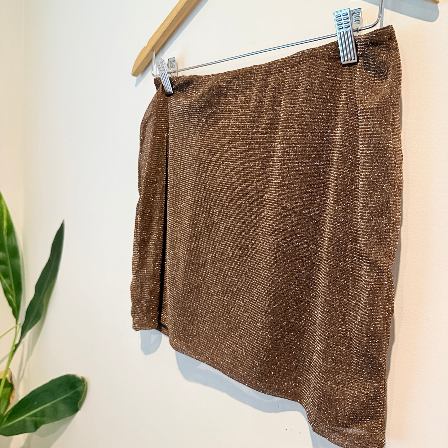 Glassons Brown Glitter Mini Skirt – Size M