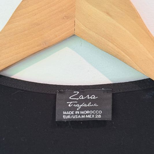 Zara Trafaluc Size M Black Fringed Tank Top