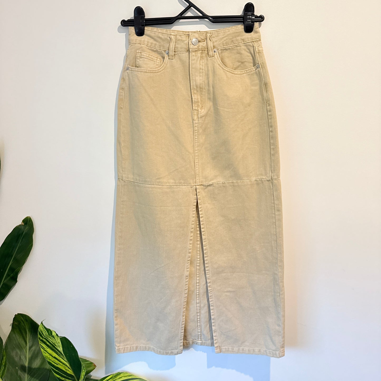 Dotti Denim Maxi Skirt in Beige - Size 6