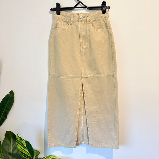 Dotti Denim Maxi Skirt in Beige - Size 6