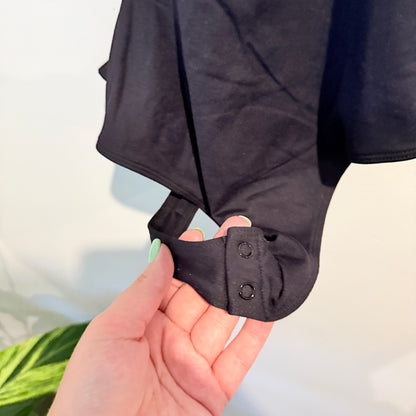 Glassons Asymmetrical Black Bodysuit – Size M