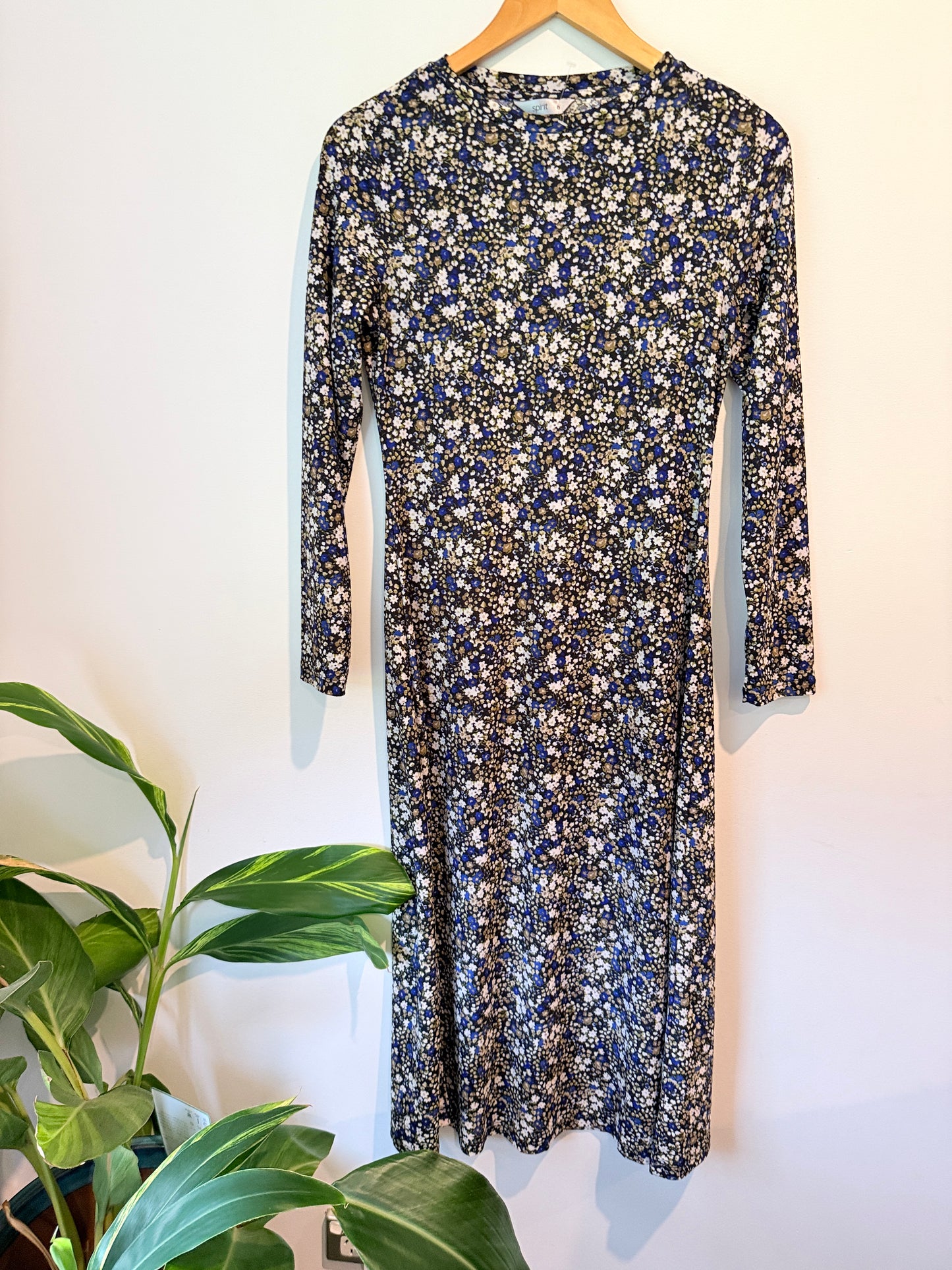 Spirit Floral Long Sleeve Dress Blue White - Size 8