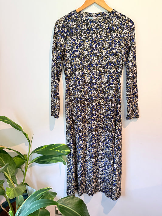 Spirit Floral Long Sleeve Dress Blue White - Size 8
