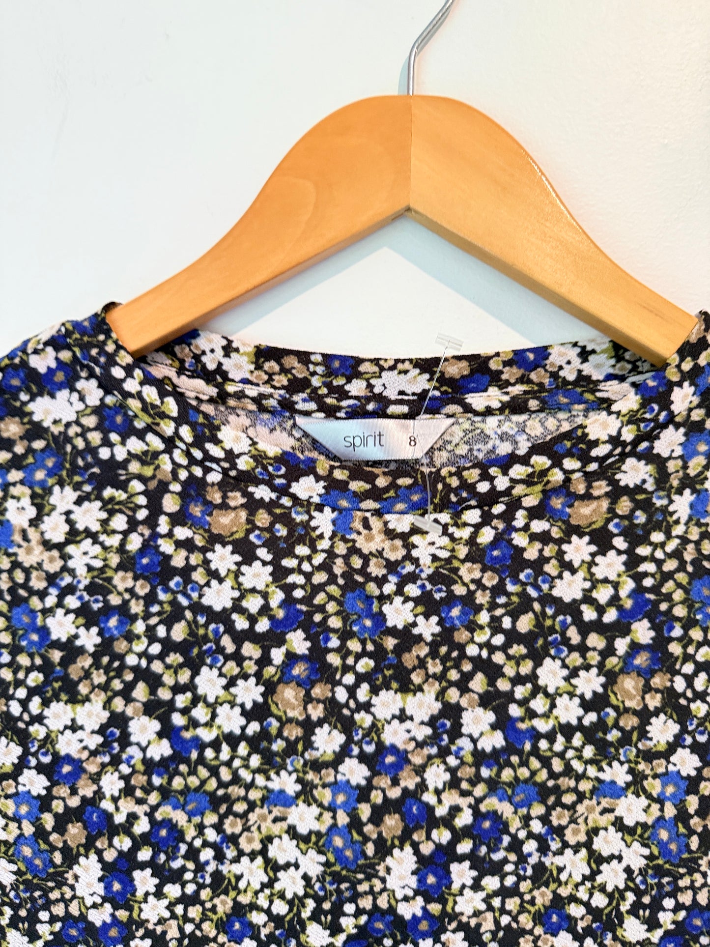 Spirit Floral Long Sleeve Dress Blue White - Size 8