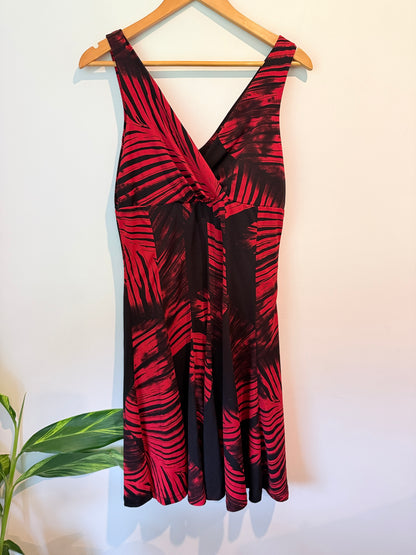 Joanna Morgan Abstract Stretch Dress Red Black - Size S