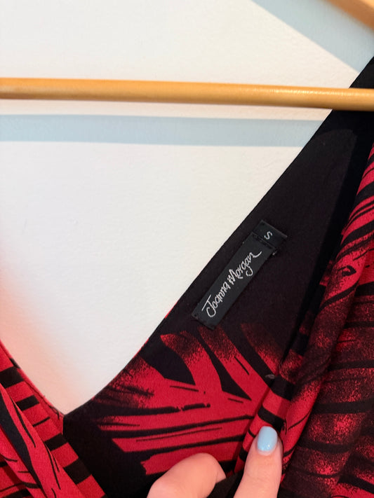 Joanna Morgan Abstract Stretch Dress Red Black - Size S