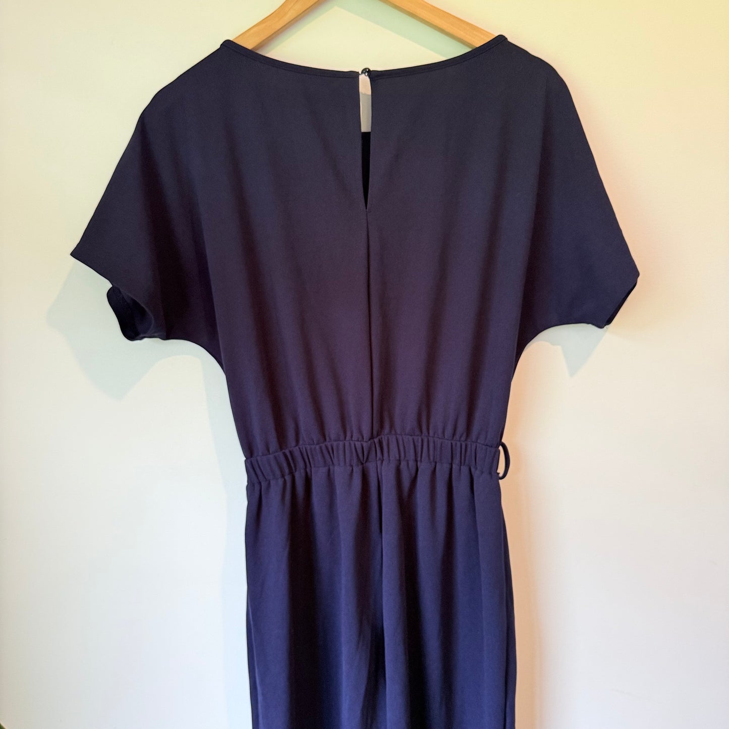 Shein Size M Navy Blue Short-Sleeve Wide-Leg Jumpsuit