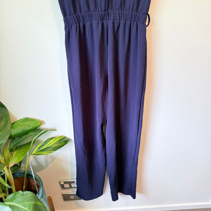 Shein Size M Navy Blue Short-Sleeve Wide-Leg Jumpsuit