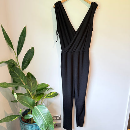 Lollys Laundry Black Plunge V-Neck Jumpsuit Size M
