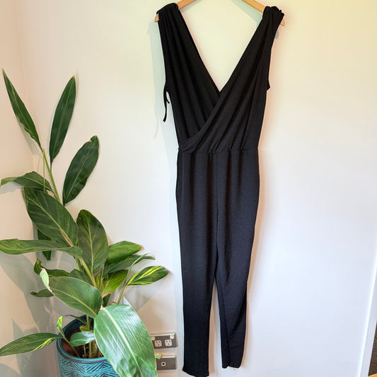 Lollys Laundry Black Plunge V-Neck Jumpsuit Size M