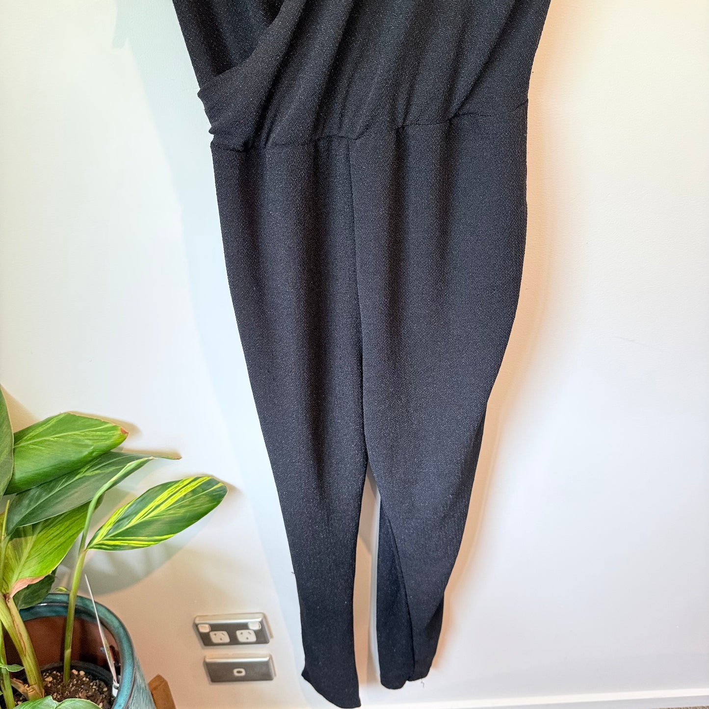 Lollys Laundry Black Plunge V-Neck Jumpsuit Size M