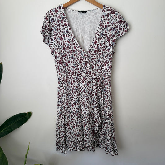 Jay Jays Size 12 White Ditsy Floral Print Mini Dress
