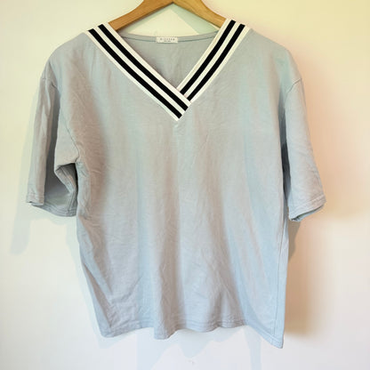 BLOSSOM Varsity V-Neck T-Shirt Light Blue - 53cm Underarm