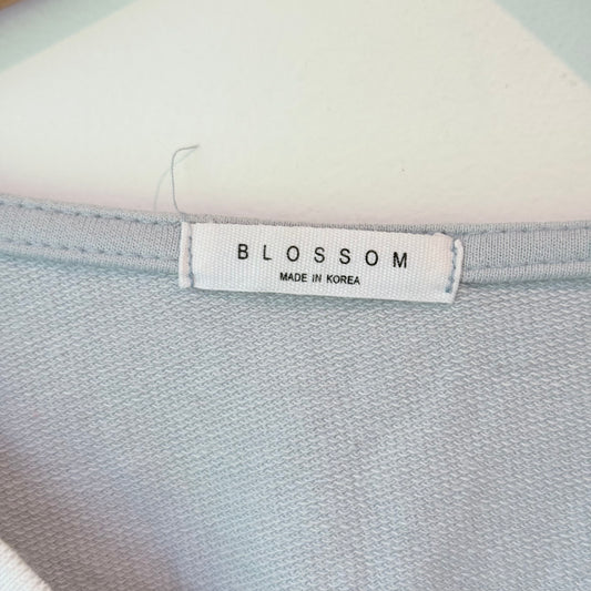 BLOSSOM Varsity V-Neck T-Shirt Light Blue - 53cm Underarm