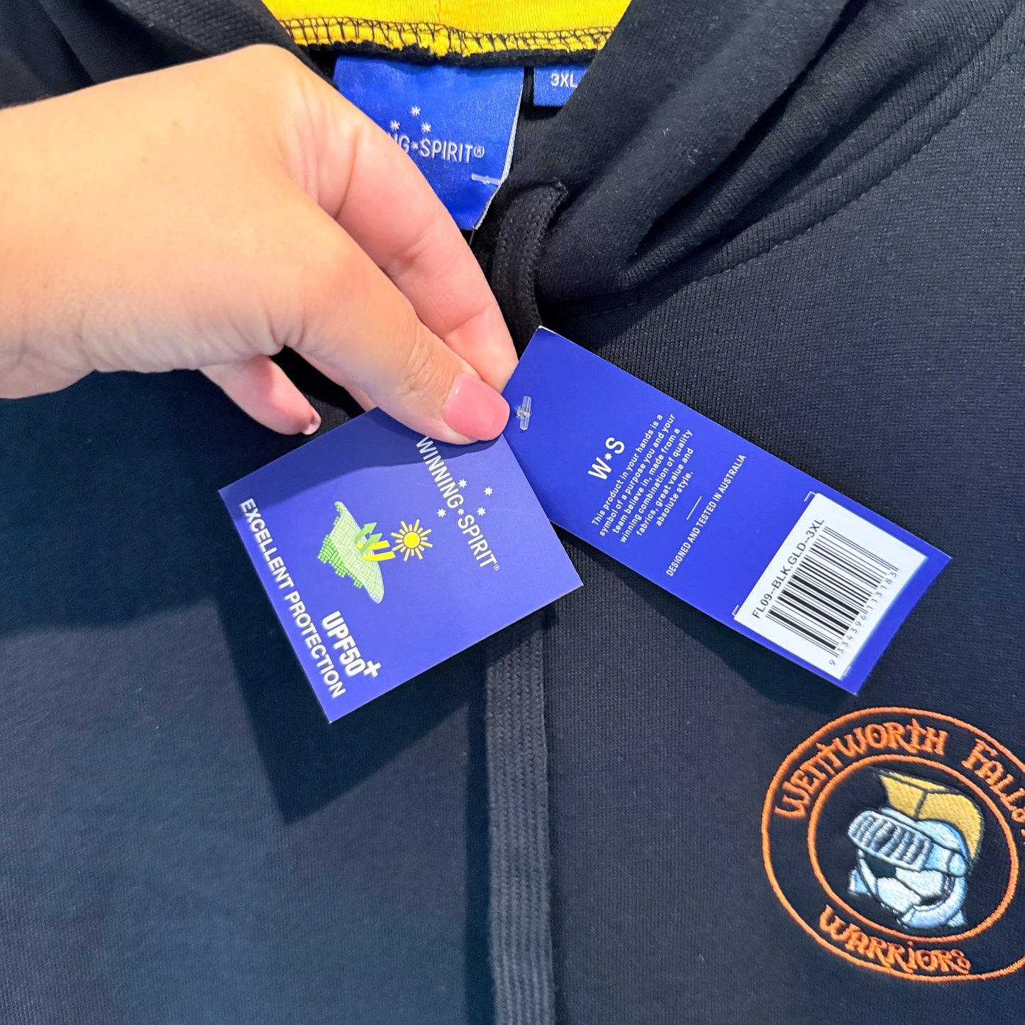 Winning Spirit Black & Gold Hoodie - Wentworth Falls FC - Size 3XL