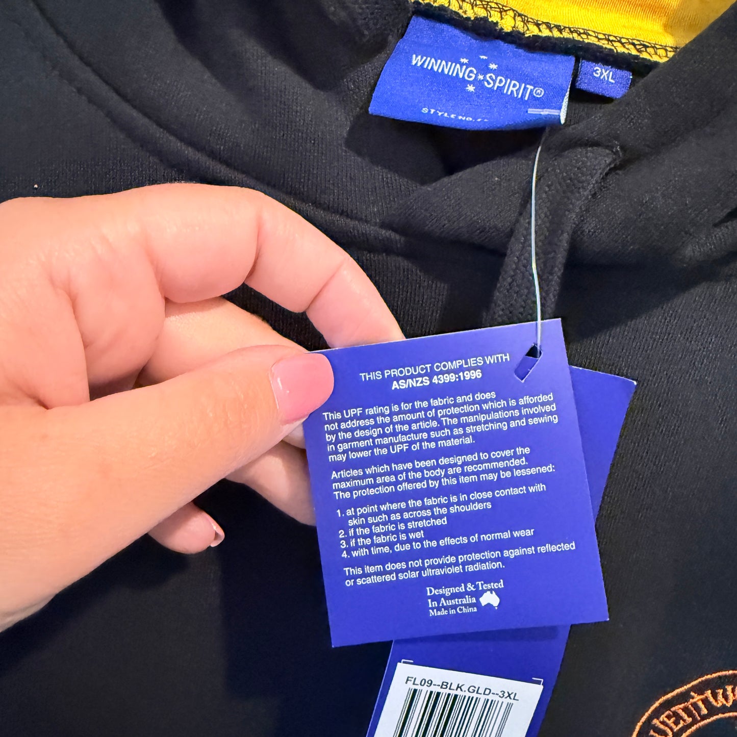 Winning Spirit Black & Gold Hoodie - Wentworth Falls FC - Size 3XL