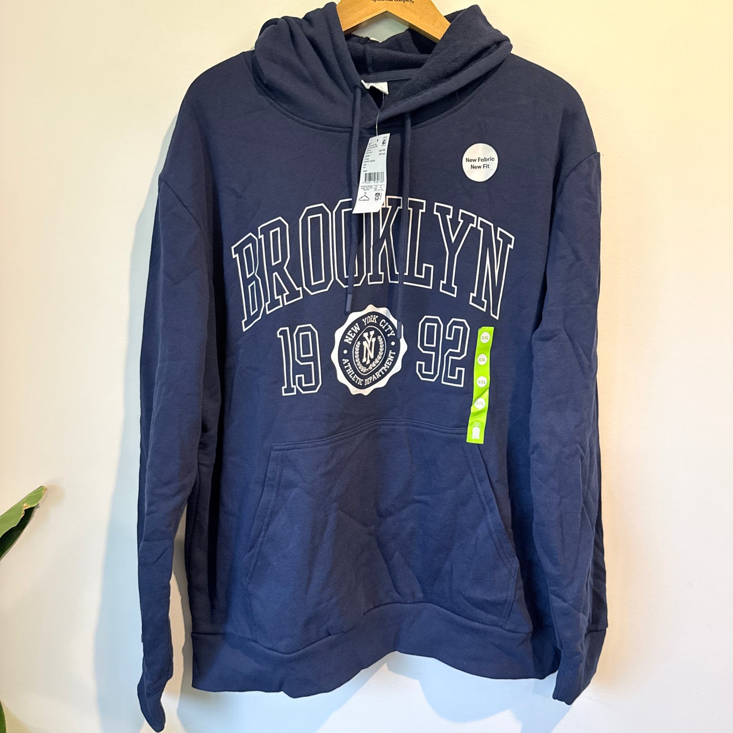 Allgood Men's Brooklyn 1992 Graphic Hoodie Navy Blue Size XXL